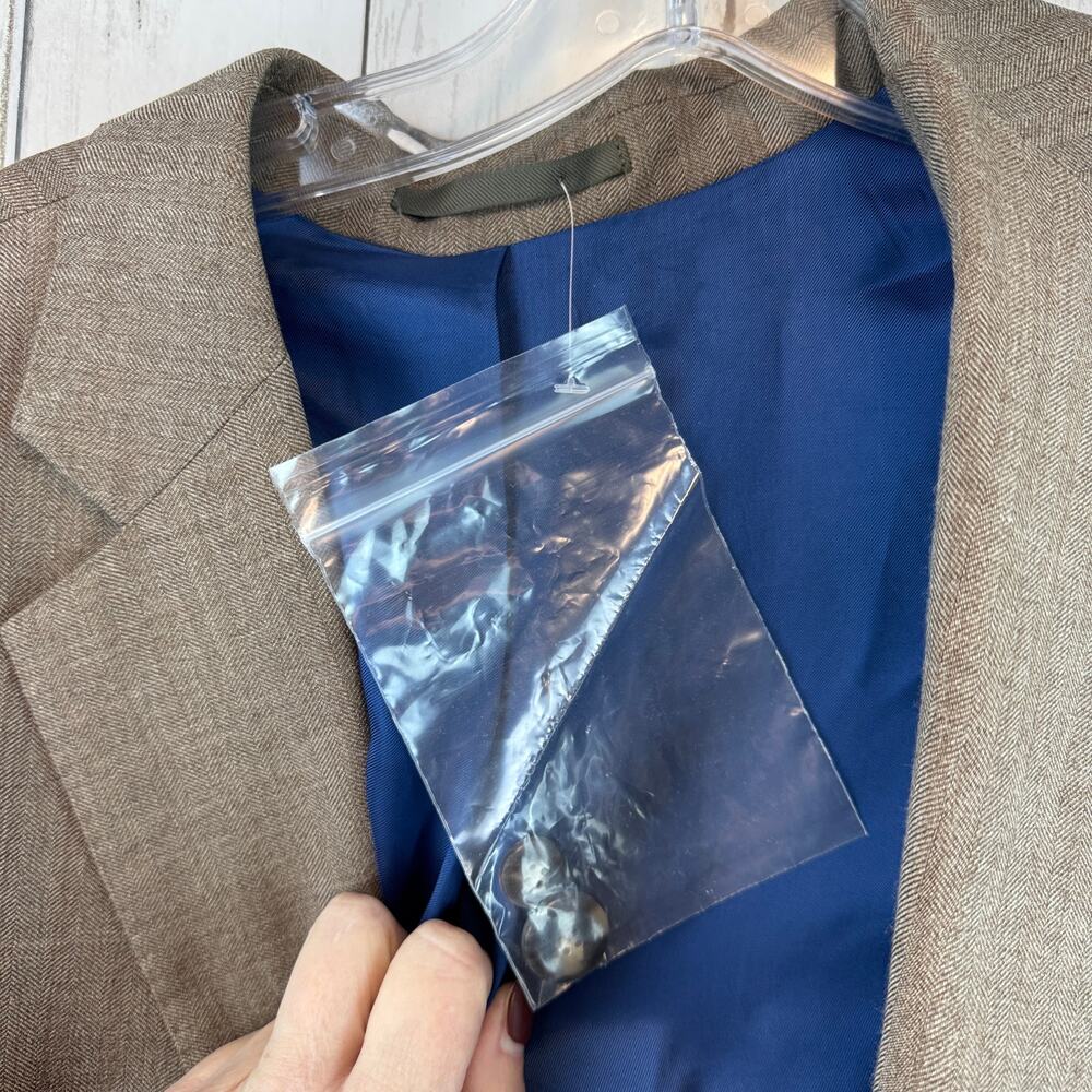NWOT J. Hilburn Brown Mohair/Silk Herringbone Tollegno 1900 Blazer Size 47R - Picture 12 of 16